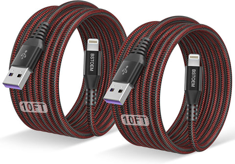 2Pack for iPhone Charger Cable 10 Ft,Long Lightning for Apple Charging Cord 10ft for iPhone 14/13/12/11 Pro/X/Xs Max/XR/8 Plus/7/6/5/SE,for IPad USB Charge Wire 10 Foot