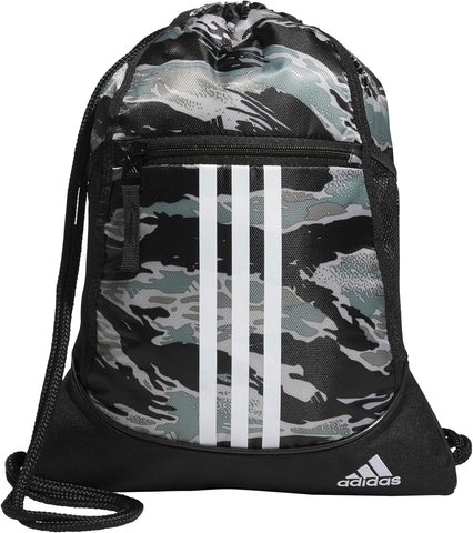 adidas Alliance Sackpack, Drawstring, Lightweight Small Gym Bag for Women, Soccer Backpack, Black, One Size