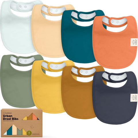 8-Pack Organic Baby Bibs for Boys, Girls - Soft Cotton Drooling and Teething Bibs for Baby Girl & Boy, Extra Absorbent, Easy to Clean & Put On for Toddler, Newborn, Infant 0-24 Months (Sweet Charm)