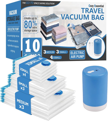 20 Pack Vacuum Storage Bags, Space Saver Bags (4 Jumbo/4 Large/4 Medium/4 Small/4 Roll) Compression for Comforters and Blankets, Sealer Clothes Storage, Hand Pump Included