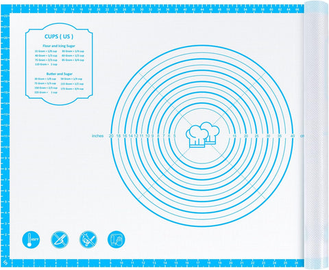26x16 Inch Extra Thick Silicone Baking Mat with Measurements, Non-slip and Reusable - For Cookies, Bread, Pastry