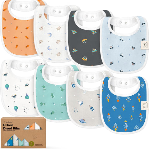 8-Pack Organic Baby Bibs for Boys, Girls - Soft Cotton Drooling and Teething Bibs for Baby Girl & Boy, Extra Absorbent, Easy to Clean & Put On for Toddler, Newborn, Infant 0-24 Months (Sweet Charm)