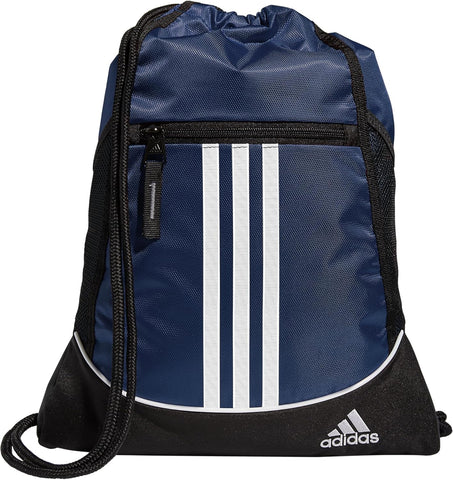 adidas Alliance Sackpack, Drawstring, Lightweight Small Gym Bag for Women, Soccer Backpack, Black, One Size