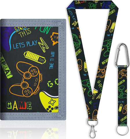 AI-DEE RFID Trifold Canvas Outdoor Sports Wallet for Kids - Front Pocket Wallet with Magic Sticker