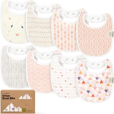 8-Pack Organic Baby Bibs for Boys, Girls - Soft Cotton Drooling and Teething Bibs for Baby Girl & Boy, Extra Absorbent, Easy to Clean & Put On for Toddler, Newborn, Infant 0-24 Months (Sweet Charm)