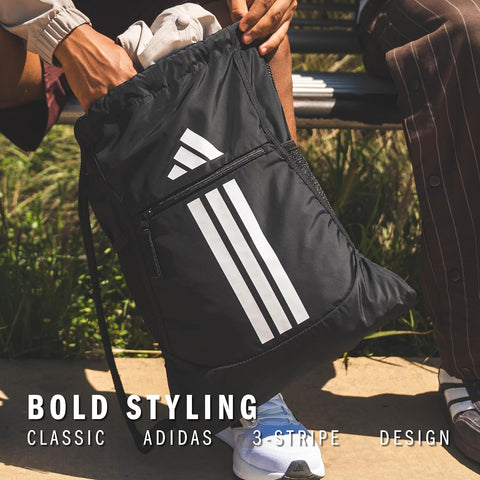 adidas Alliance Sackpack, Drawstring, Lightweight Small Gym Bag for Women, Soccer Backpack, Black, One Size