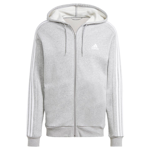 Adidas Men's Standard Essentials Fleece 3-Stripes Full-Zip Hoodie, Medium Grey Heather