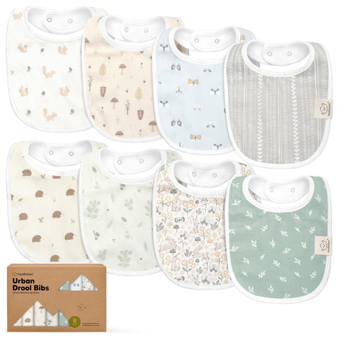 8-Pack Organic Baby Bibs for Boys, Girls - Soft Cotton Drooling and Teething Bibs for Baby Girl & Boy, Extra Absorbent, Easy to Clean & Put On for Toddler, Newborn, Infant 0-24 Months (Sweet Charm)