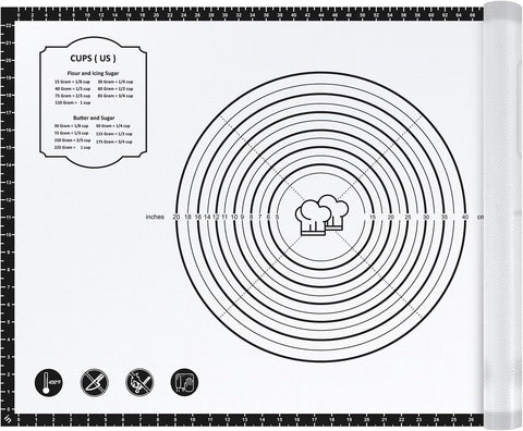26x16 Inch Extra Thick Silicone Baking Mat with Measurements, Non-slip and Reusable - For Cookies, Bread, Pastry