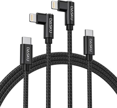 90 Degree iPhone Charging Cable 2Pack 10ft Right Angle Nylon Braided Lightning Charger Cord Compatible with iPhone 14 13 12 11 Pro Max XS XR X 8 7 6 5 Plus iPad（Black）