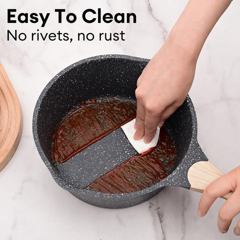 JEETEE 1.5 Quart Sauce Pan with Lid, Non Stick Small Pot with Coating, Masterclass Cookware Sauce Pot for Cooking, PFOA/PFOS Free