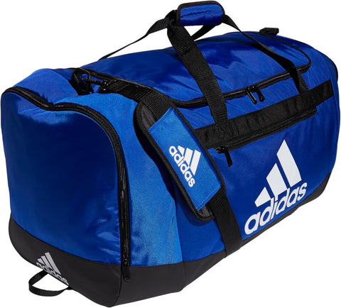 adidas Unisex Defender 4.0 Gym Duffel Bag for Men and Women, Black/White, Medium (66L)