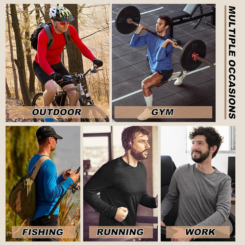 7 Pack Long Sleeve Shirts for Men UPF 50+ UV Sun Protection Quick Dry Moisture Wicking Workout Tee Shirts