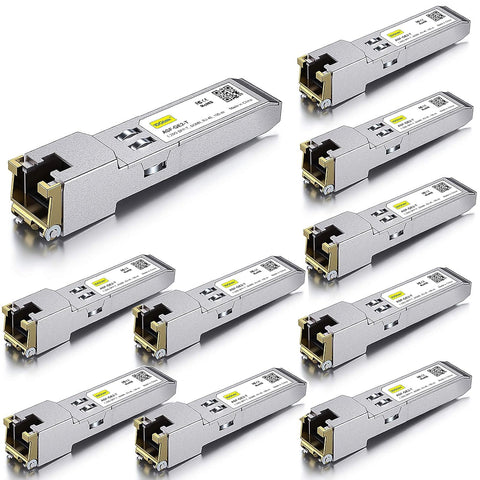 10Gtek 𝟭𝟬𝗚𝗕𝗮𝘀𝗲-𝗧 𝗦𝗙𝗣+ 𝘁𝗼 𝗥𝗝-𝟰𝟱 𝗧𝗿𝗮𝗻𝘀𝗰𝗲𝗶𝘃𝗲𝗿, 10Gbe SFP+ Copper Ethernet CAT6a Module, up to 30m, for Cisco SFP-10G-T-S, Ubiquiti UniFi, Fortinet, TP-Link and More