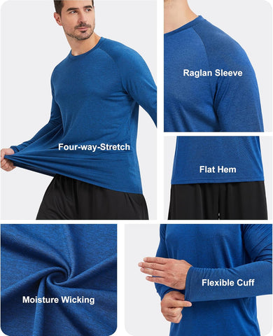7 Pack Long Sleeve Shirts for Men UPF 50+ UV Sun Protection Quick Dry Moisture Wicking Workout Tee Shirts