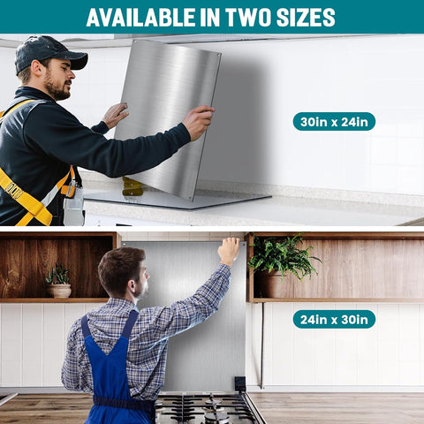 30" x 24" Stainless Steel Stove Backsplash Panel - Ultra Thin Flush Mount Splash Guard for Kitchen Wall | Easy Install with Pre-Drilled Holes | Heat & Stain Resistant Metal Backsplash Behind Cooktop