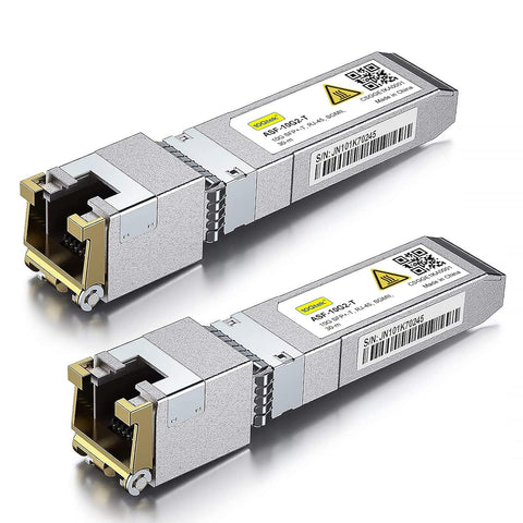 10Gtek 𝟭𝟬𝗚𝗕𝗮𝘀𝗲-𝗧 𝗦𝗙𝗣+ 𝘁𝗼 𝗥𝗝-𝟰𝟱 𝗧𝗿𝗮𝗻𝘀𝗰𝗲𝗶𝘃𝗲𝗿, 10Gbe SFP+ Copper Ethernet CAT6a Module, up to 30m, for Cisco SFP-10G-T-S, Ubiquiti UniFi, Fortinet, TP-Link and More