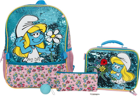 AI ACCESSORY INNOVATIONS Juego de mochila de 5 piezas, mochila escolar para niñas y niños de 16 pulgadas con bolsillo frontal con cremallera, Azul, Grande, Classic