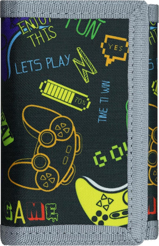 AI-DEE RFID Trifold Canvas Outdoor Sports Wallet for Kids - Front Pocket Wallet with Magic Sticker