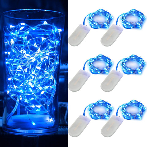 6 Pack Fairy Lights Battery Operated with Timer 2PCS Remote 6.5ft 20LED Warm White Twinkle Lights Waterproof Silver Wire Fireflies Lights DIY Mason Jar Wedding Party Christmas Centerpiece Table Deco