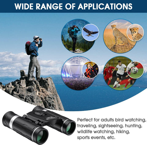 200x25 Compact Binoculars for Adults and Kids, High Powered Mini Pocket Binoculars, Waterproof Small Binocular for Bird Watching, Hunting, Concert, Theater, Opera, Traveling, Sightseeing
