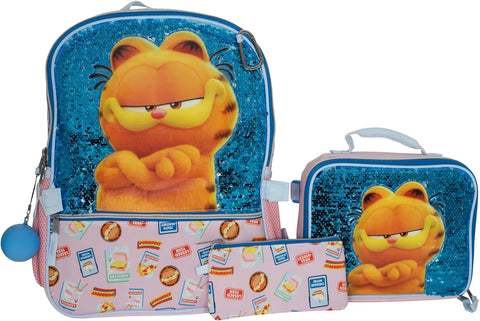 AI ACCESSORY INNOVATIONS Juego de mochila de 5 piezas, mochila escolar para niñas y niños de 16 pulgadas con bolsillo frontal con cremallera, Azul, Grande, Classic