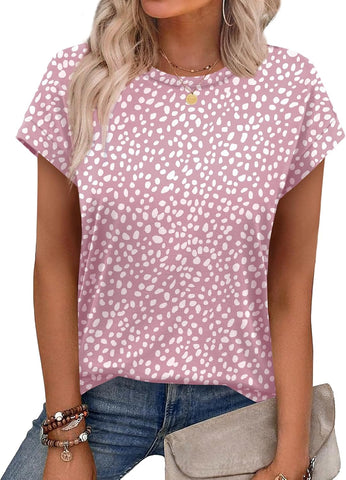 Alaroo Womens Summer Tops Short Sleeve Shirts Crew Neck Cute Trendy Tunic Blouses (S-3XL)