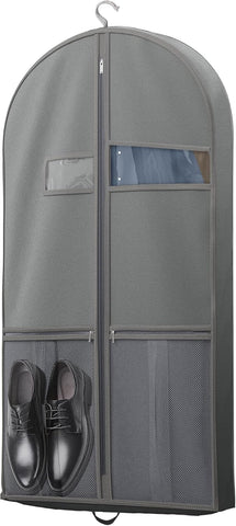 43" Travel Garment Bag with Accessories Zipper Pocket, Heavy Duty Suit Bag for Suits, Tuxedos, Dresses, Coats, Black, 1 pack
