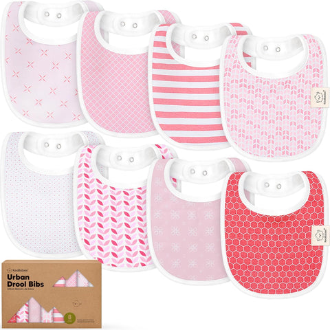 8-Pack Organic Baby Bibs for Boys, Girls - Soft Cotton Drooling and Teething Bibs for Baby Girl & Boy, Extra Absorbent, Easy to Clean & Put On for Toddler, Newborn, Infant 0-24 Months (Sweet Charm)