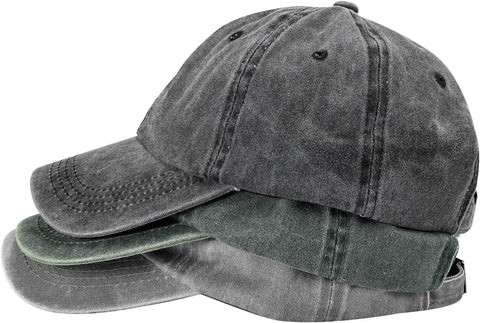 3 Pack Washed Plain Baseball Cap, Retro Adjustable Dad Hats Gift for Men/Women,Unstructured/Cotton