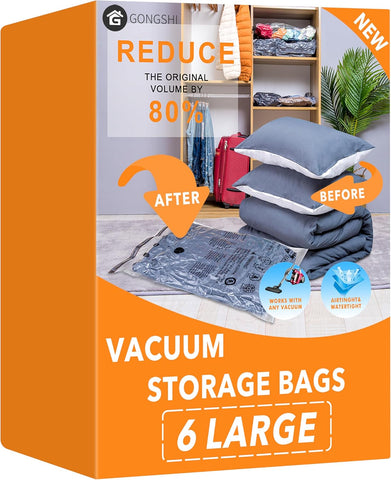 12 Pack Vacuum Storage Bags (3 Jumbo, 3 Large, 3 Medium, 3 Small),Plastic Packaging Bags,Space Saver Sealer Compression Bags with Travel Hand Pump for Blankets, Comforters, Pillows, Clothes Storage