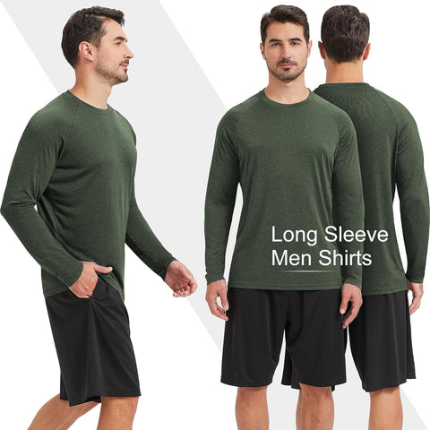 7 Pack Long Sleeve Shirts for Men UPF 50+ UV Sun Protection Quick Dry Moisture Wicking Workout Tee Shirts