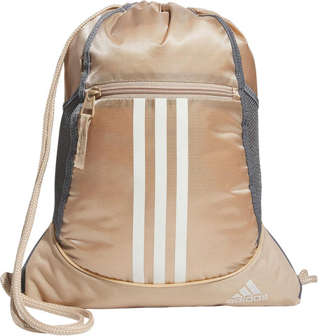 adidas Alliance Sackpack, Drawstring, Lightweight Small Gym Bag for Women, Soccer Backpack, Black, One Size