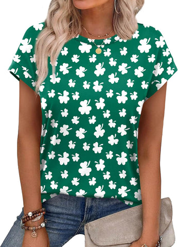 Alaroo Womens Summer Tops Short Sleeve Shirts Crew Neck Cute Trendy Tunic Blouses (S-3XL)