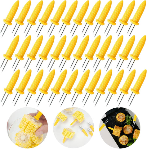 24 Pack Stainless Steel Corn Holders - Corn on the Grill & Cob Skewers for Home & BBQ Cooking