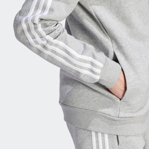 Adidas Men's Standard Essentials Fleece 3-Stripes Full-Zip Hoodie, Medium Grey Heather