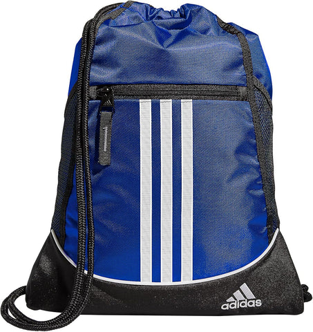 adidas Alliance Sackpack, Drawstring, Lightweight Small Gym Bag for Women, Soccer Backpack, Black, One Size
