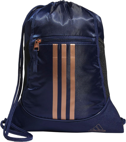 adidas Alliance Sackpack, Drawstring, Lightweight Small Gym Bag for Women, Soccer Backpack, Black, One Size