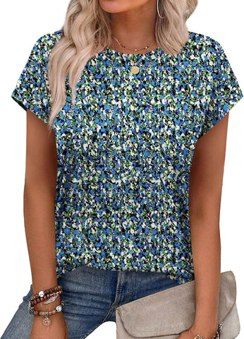 Alaroo Womens Summer Tops Short Sleeve Shirts Crew Neck Cute Trendy Tunic Blouses (S-3XL)