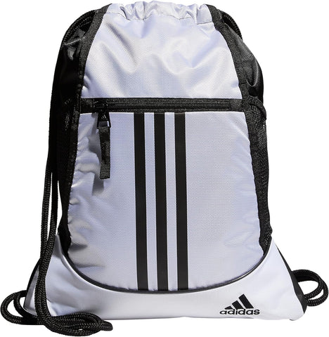 adidas Alliance Sackpack, Drawstring, Lightweight Small Gym Bag for Women, Soccer Backpack, Black, One Size