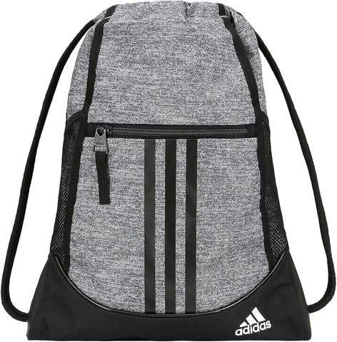 adidas Alliance Sackpack, Drawstring, Lightweight Small Gym Bag for Women, Soccer Backpack, Black, One Size