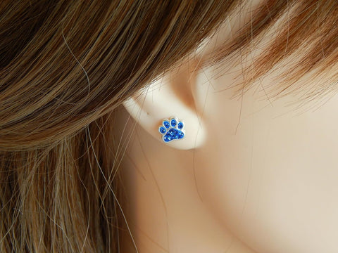 925 Sterling Silver Paw Print Stud Earrings (Choose Your Style) (Nickel Free)