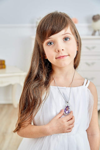 2 Pcs Sofia the First Amulet and Elena Princess Necklace Twin Sister Teardrop Necklace Magic Jewelry Gift for Girls