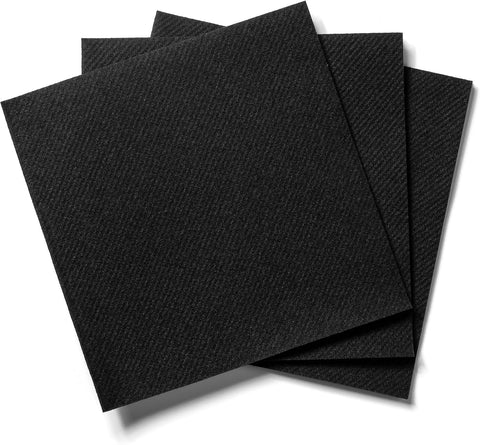 AH AMERICAN HOMESTEAD Cocktail Napkins-Disposable Beverage/Bar Napkins-Black Linen-Like Square Napkins-Eco-Friendly & Compostable-Everyday Use, Party or Wedding 4.75inch x 4.75inch (100 Count, Black)