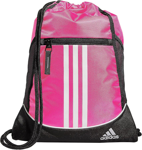 adidas Alliance Sackpack, Drawstring, Lightweight Small Gym Bag for Women, Soccer Backpack, Black, One Size